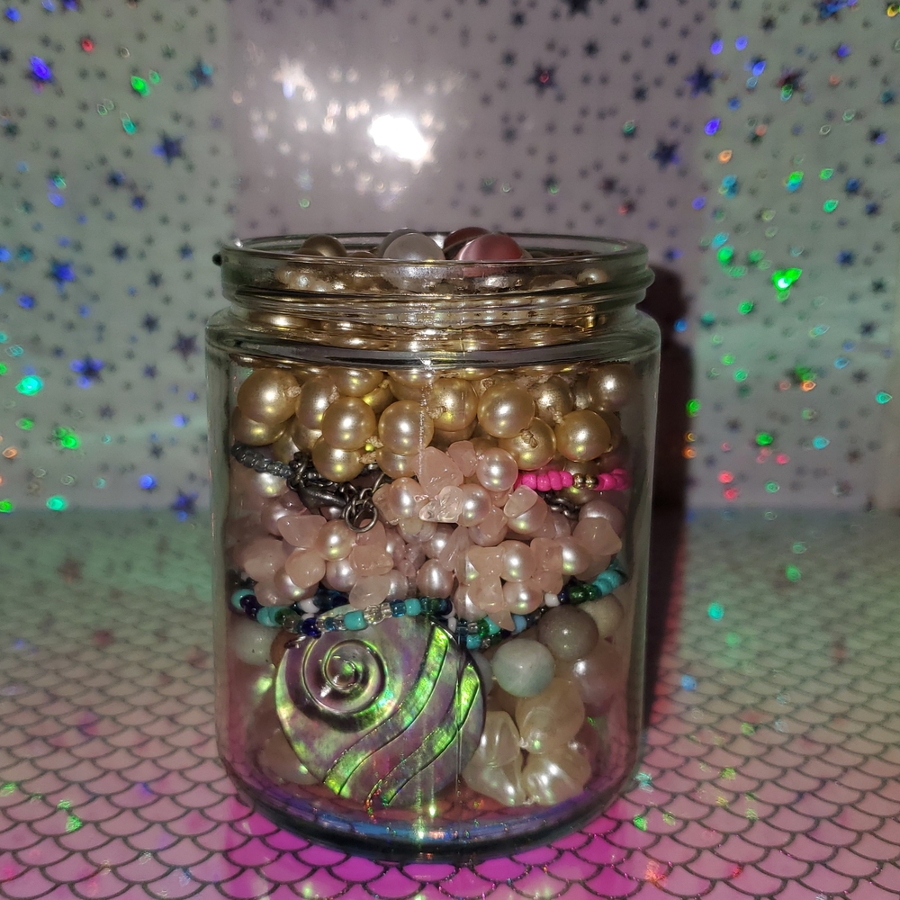 Mermaid Core jewlery jar With REAL PEARL S